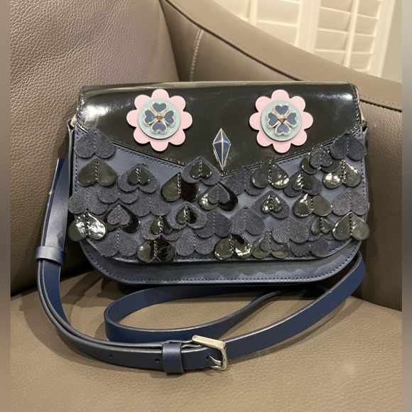 Kate Spade Nightcap Zibbi Owl Medium Flap Bag.